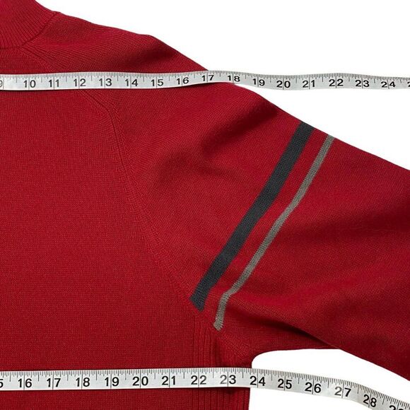 Eddie Bauer Mens Sweater | Large Tall | Red | Quarter Zip | Cabin Cold Weather - Picture 7 of 11